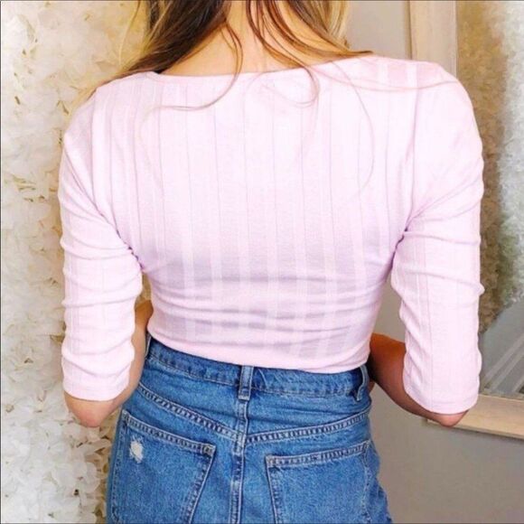 Free People Crop Sweater Cardigan Pink Size Small - Picture 4 of 8